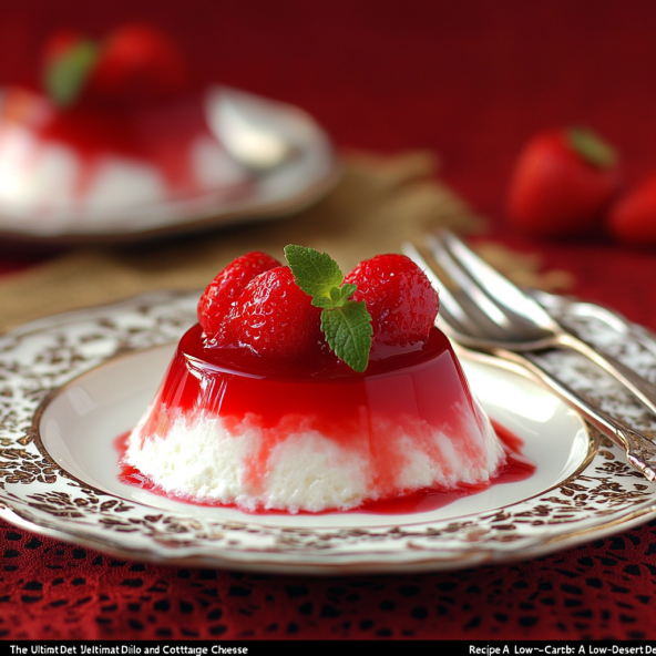 Bowl of diet Jello and cottage cheese dessert topped with fresh fruit