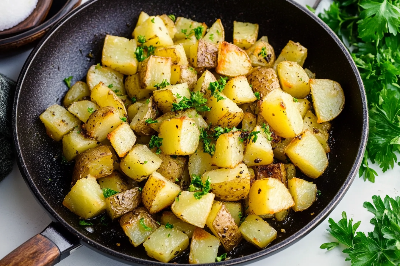 Frozen Diced Potatoes in Skillet