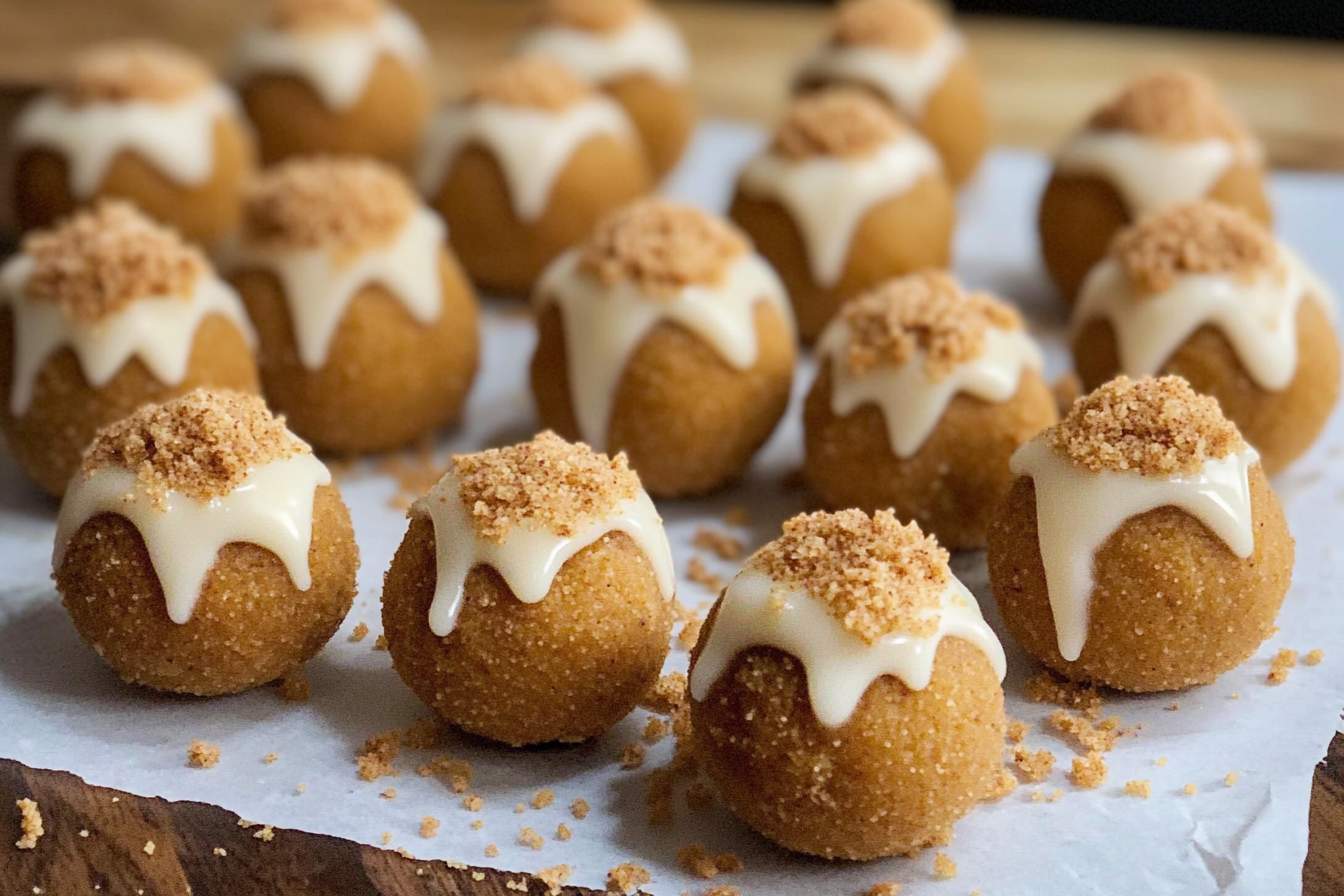 Pumpkin Pie Cheesecake Truffles on a plate