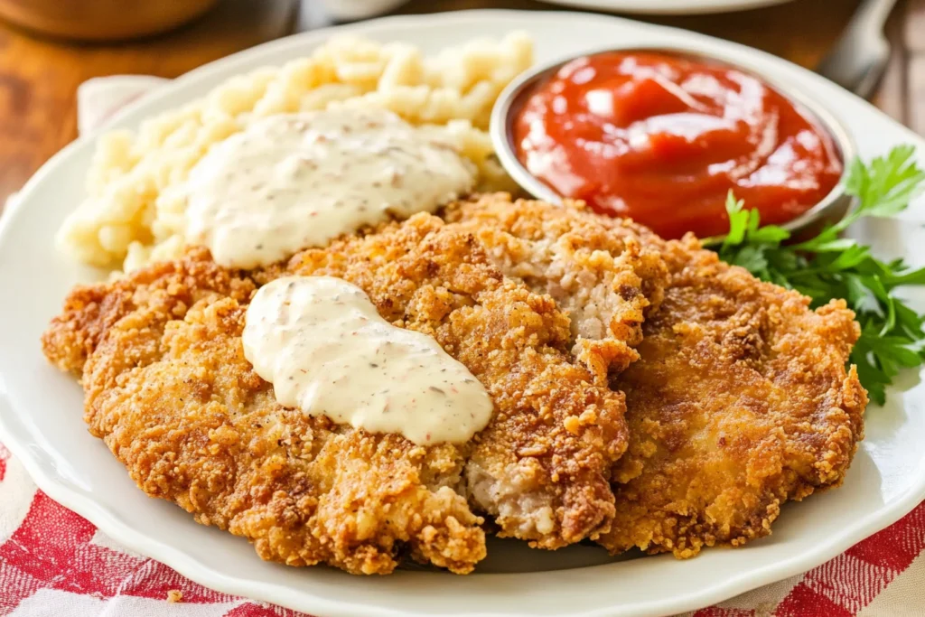 Cracker Barrel country fried steak served with gravy