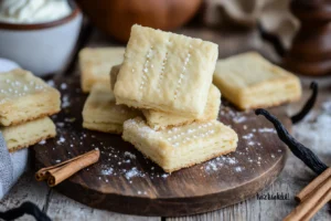 Freshly baked vanilla butter biscuits on a plate