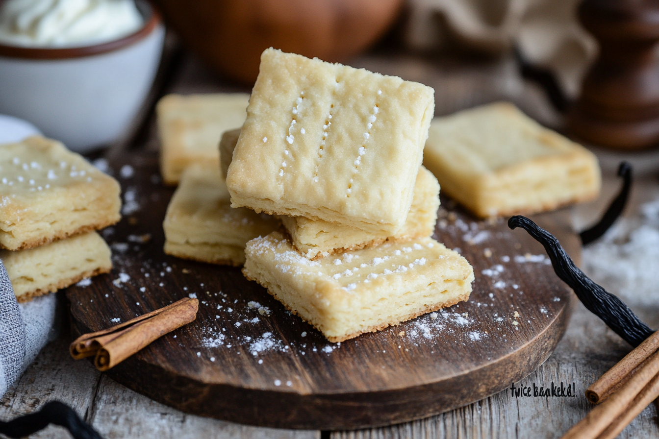 Freshly baked vanilla butter biscuits on a plate