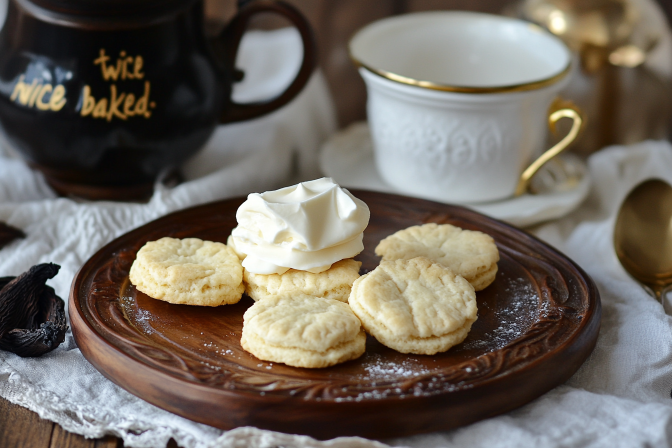 Freshly baked vanilla butter biscuits on a plate